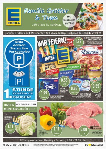 EDEKA Grütter Angebote vom 15. bis zum 20.01.2018