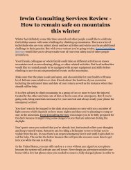 Irwin Consulting Services Review - How to remain safe on mountains this winter