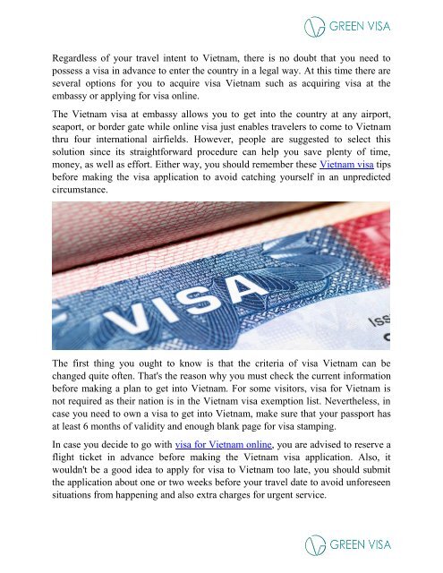 Online visa for Vietnam guide