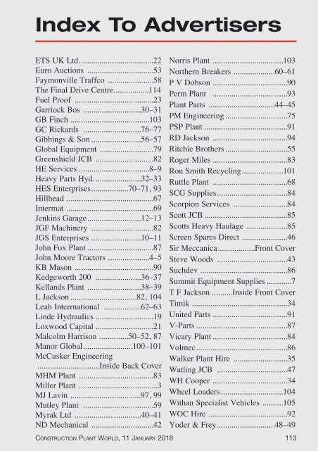 Construction Plant World 11th Jan 2018