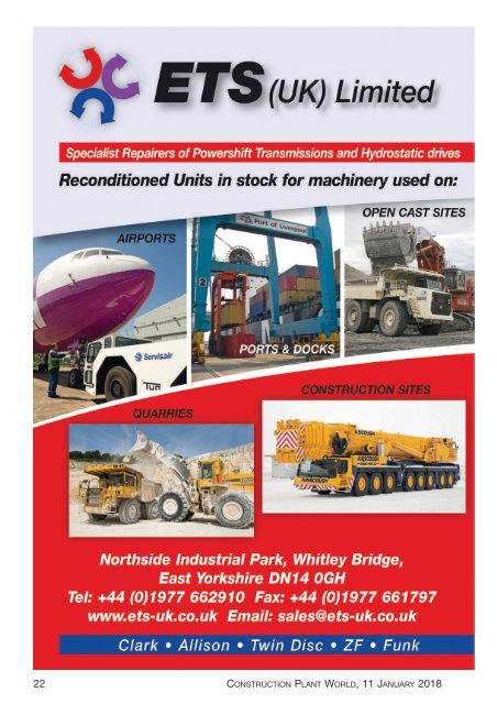 Construction Plant World 11th Jan 2018