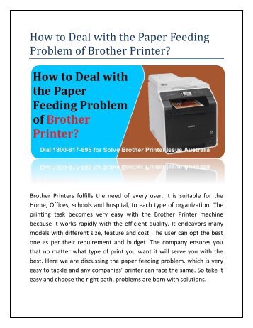 How to Deal with the Paper Feeding Problem of Brother Printer