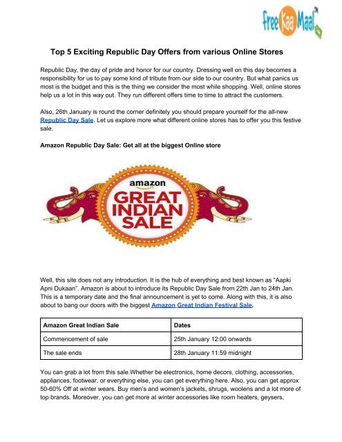 Republic day offers 2018