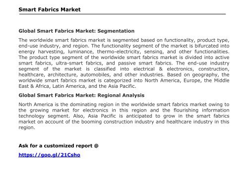 Global Smart Fabrics Market, 2016 – 2024