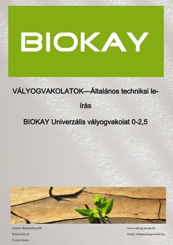 BIOKAY vályogvakolatok leírás 