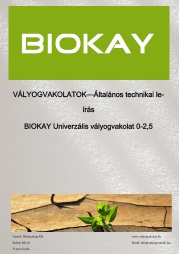 BIOKAY vályogvakolatok leírás 