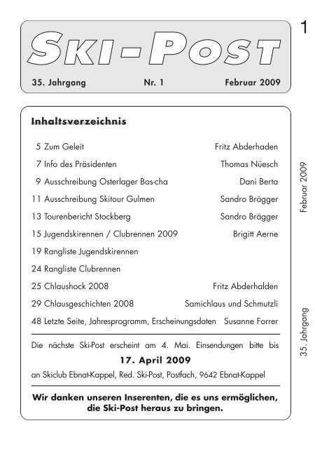 Skipost Nr1/09 (PDF 4.6MB) - Skiclub Ebnat-Kappel