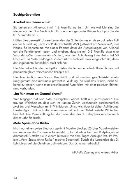 Jahresbericht 2006/07 ansehen - Wirtschaftsschule KV Winterthur