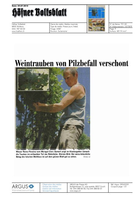 Weintrauben von Pilzbefall verschont - Univerre