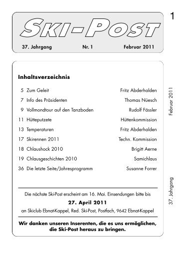 Skipost Nr1/11 - Skiclub Ebnat-Kappel