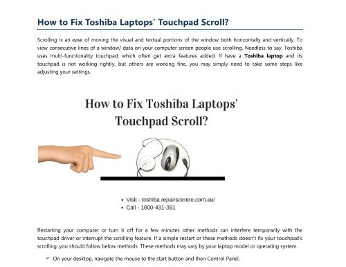 mouse pad not working toshiba mouse pad not working toshiba