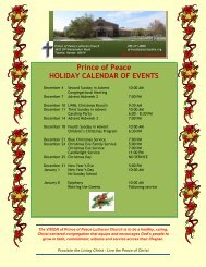 Prince of Peace HOLIDAY CALENDAR OF EVENTS