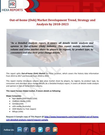Out-of-home (Ooh) Market Development Trend, Strategy and Analysis by 2018-2023