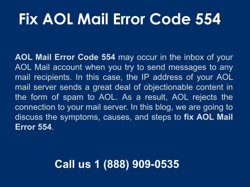 AOL Mail Error Code 554 Call 1-888-909-0535 Support Number