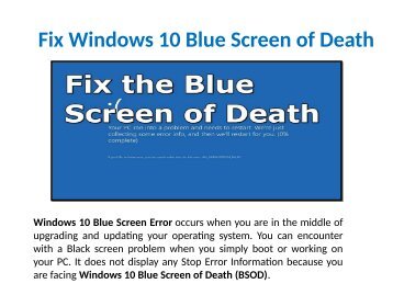 1-888-909-0535 Fix Windows 10 Blue Screen of Death Error (BSOD)