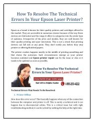 How To Resolve The Technical Errors In Your Epson Laser Printer