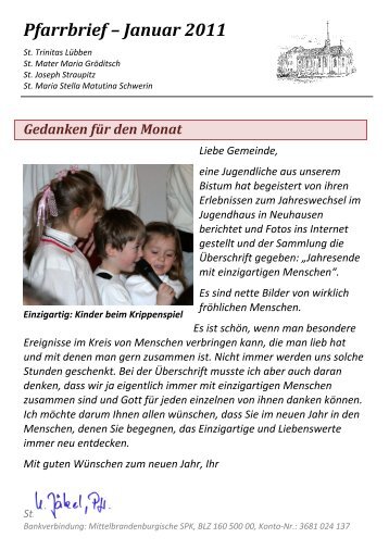 Pfarrbrief – Januar 2011 - THEATER - MYTHEN Senftenberg