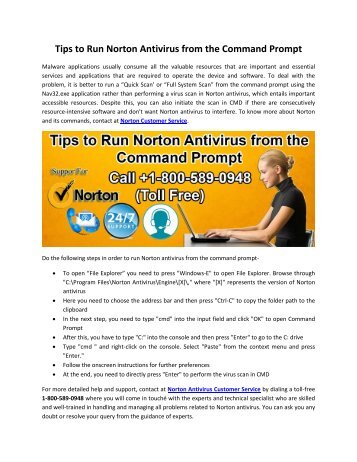 Dial 1-800-589-0948 to Run Norton Antivirus from the Command Prompt