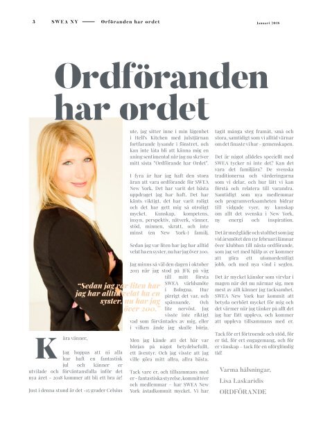 SWEA NY Magazine Januari 2018