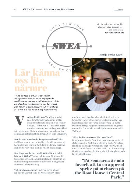 SWEA NY Magazine Januari 2018