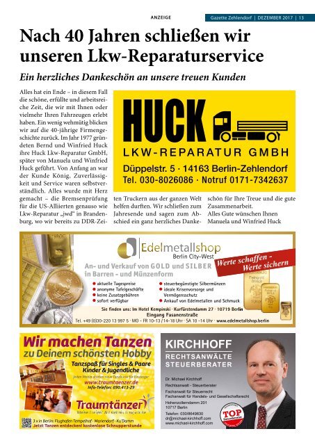 Gazette Zehlendorf Nr. 12/2017