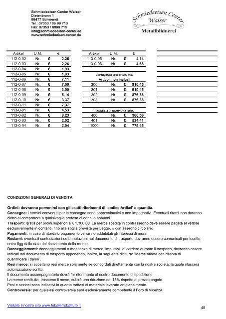 Preisliste 2018