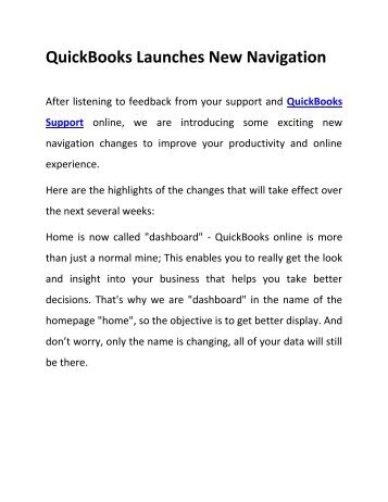 QuickBooks Launches New Navigation