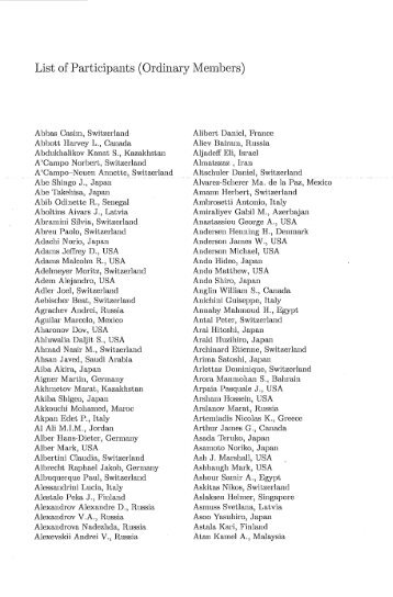 List of Participants (Ordinary Members)
