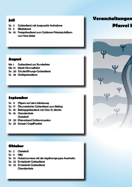 Veranstaltungskalender der Pfarrei Hochdorf 2. Halbjahr 2011