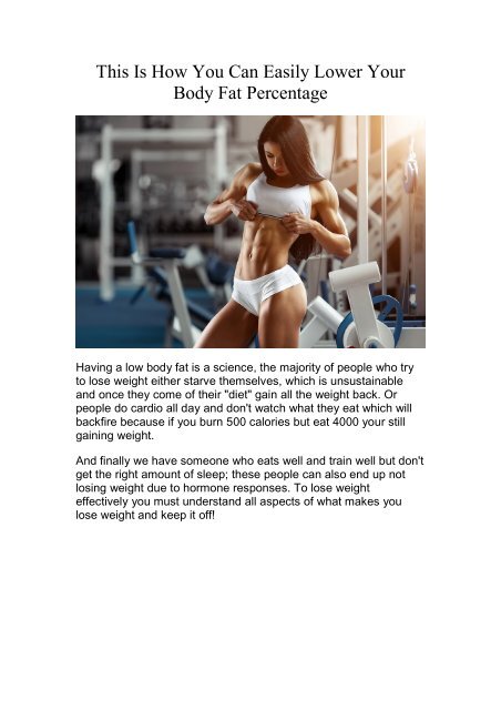 This Is How You Can Burn Fat Easily