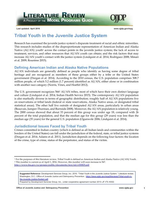 Native American Youth In The Juvenile Justice System