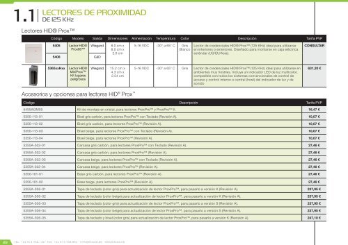 Catálogo de Control de Accesos 2018 - versión 4.6.1 (EUR – FOB Madrid)