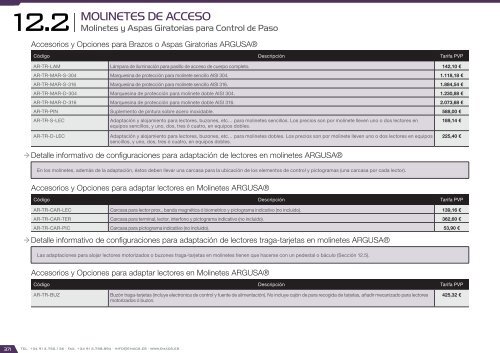 Catálogo de Control de Accesos 2018 - versión 4.6.1 (EUR – FOB Madrid)