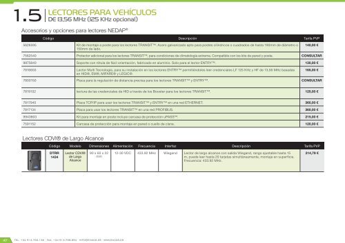 Catálogo de Control de Accesos 2018 - versión 4.6.1 (EUR – FOB Madrid)