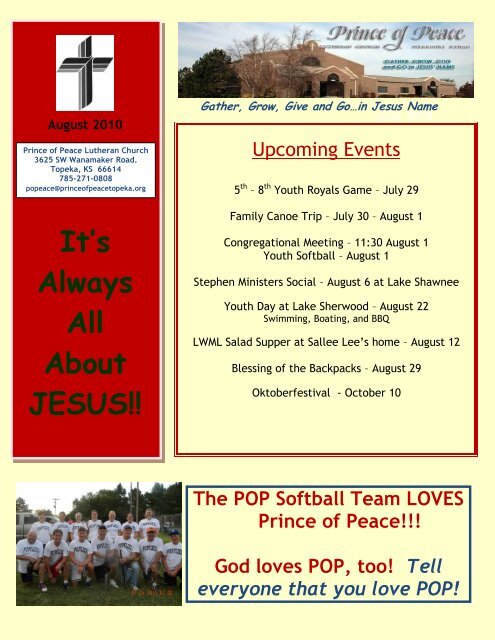 It's Always All About JESUS!! - Prince of Peace Lutheran Church