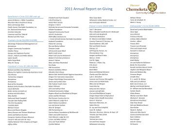 2011 Annual Report on Giving - Chemeketa Community College