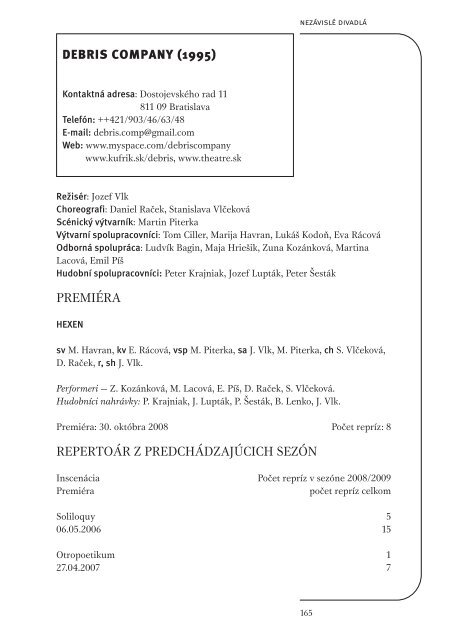 RoÄenka 2008/2009 (formÃ¡t PDF, 6,4MB) - DivadelnÃ½ Ãºstav