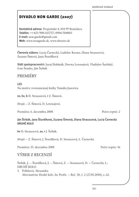 RoÄenka 2008/2009 (formÃ¡t PDF, 6,4MB) - DivadelnÃ½ Ãºstav