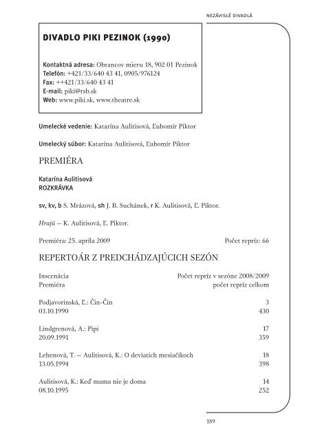 RoÄenka 2008/2009 (formÃ¡t PDF, 6,4MB) - DivadelnÃ½ Ãºstav