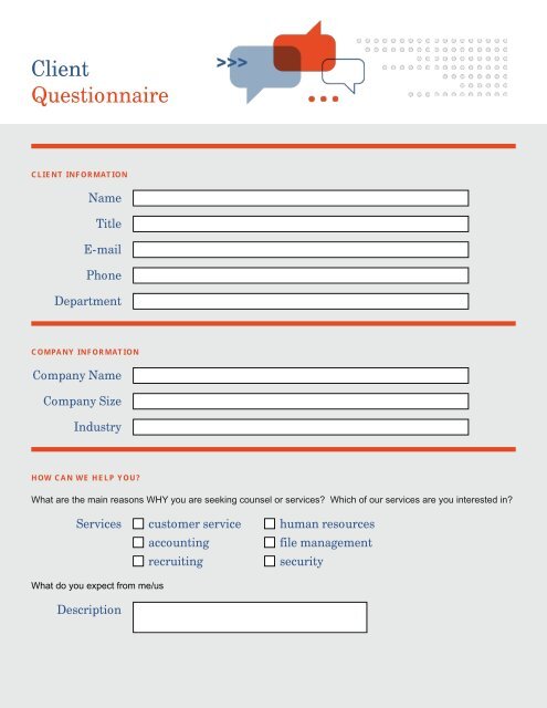 Client Update Questionnaire Client Questionnaire