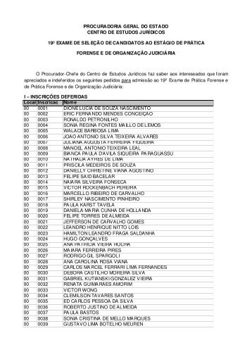 PROCURADORIA GERAL DO ESTADO CENTRO DE ESTUDOS ...