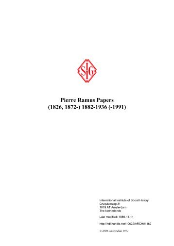 Pierre Ramus Papers - International Institute of Social History