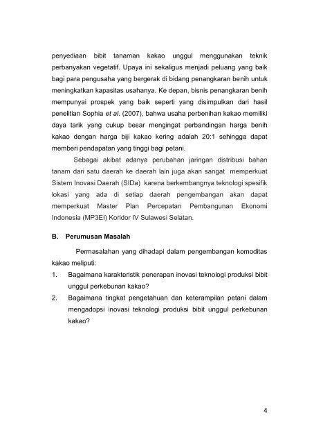 PENGEMBANGAN INOVASI BERBASIS PERKEBUNAN DI SULAWESI SELATAN