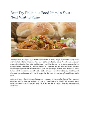 Best Try Delicious Food Item in Your Next Visit to Pune pdf