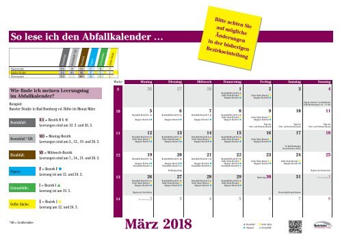 Abfallkalender Bad Homburg 2018