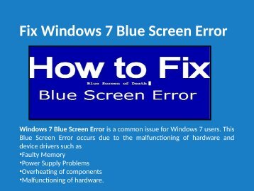 Fix Blue Screen Error in Windows 7 Call 1-888-909-0535 Support Number