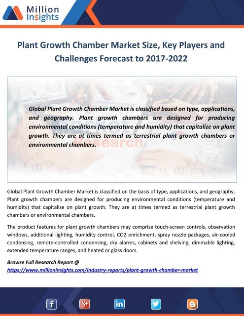 Plant Growth Chamber Market Size, Key Players and Challenges Forecast to 2017-2022