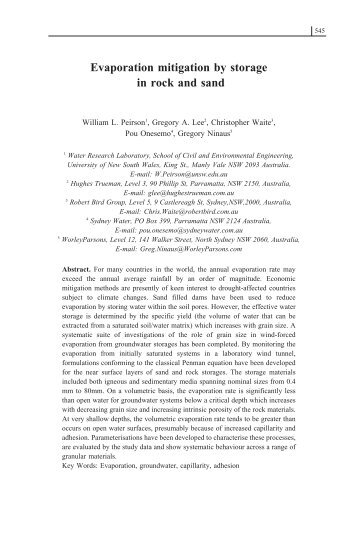 Evaporation mitigation by storage in rock and sand