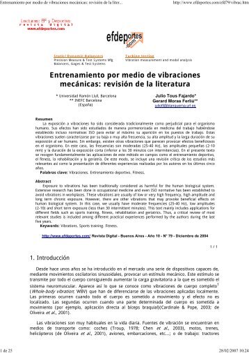 Entrenamiento por medio de vibraciones mecánicas ... - Kine Estetic