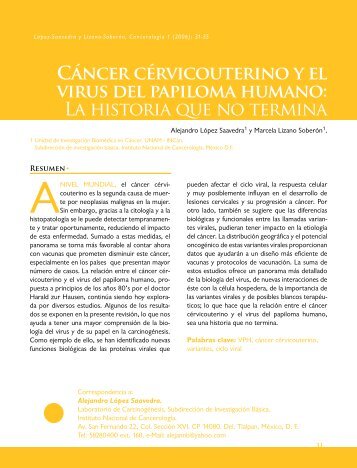 Cáncer cérvicouterino y el virus del papiloma humano - Instituto ...